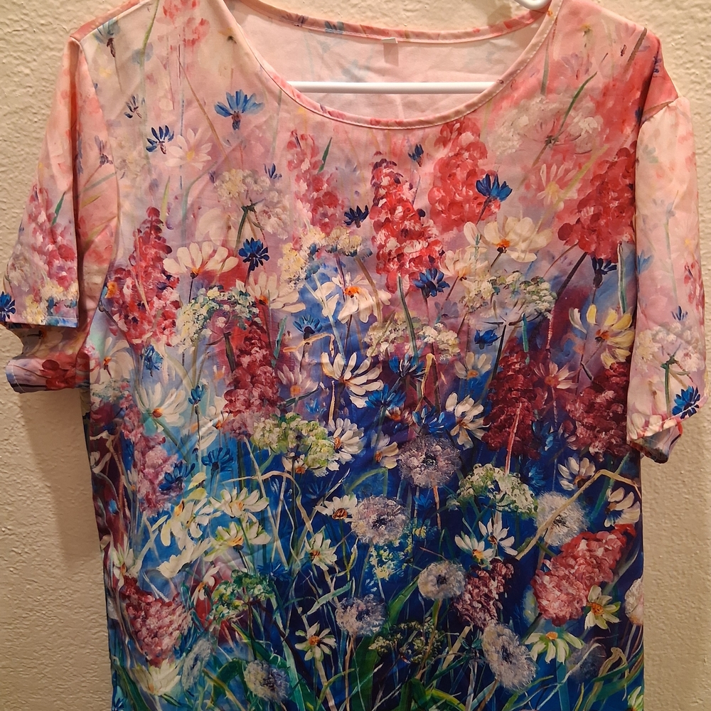 Vibrant Floral Short Sleeve Women's Top
